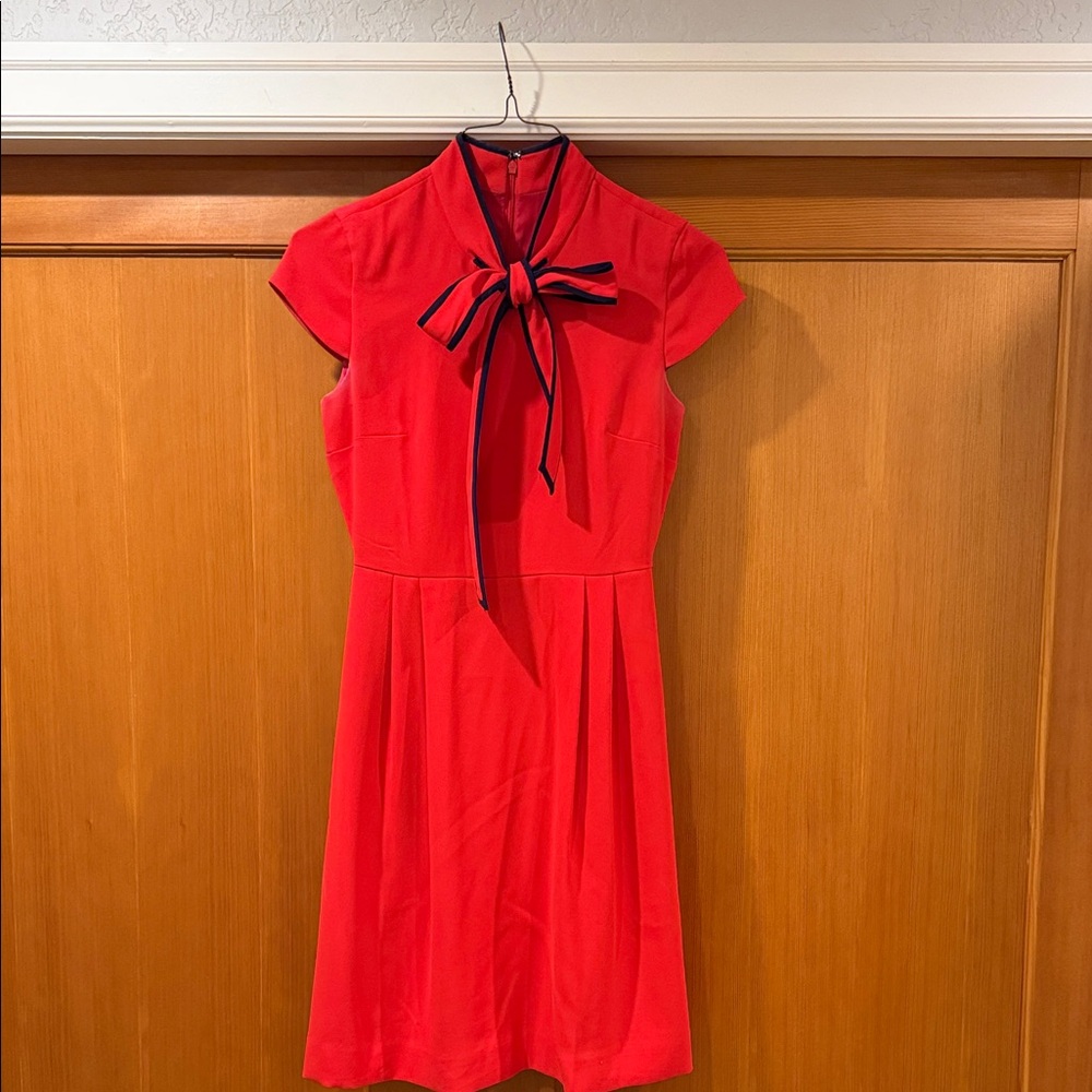 J. Crew Red Midi Dress with Bow Detail
